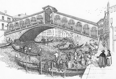 The Rialto Bridge, Venice in the 18th century by Stephen Conlin