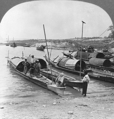 Boats on the Irrawaddy River, Mingun, Burma by Stereo Travel Co