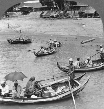 Boats on the Irrawaddy River, Sagaing, Burma by Stereo Travel Co