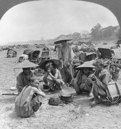 Caravan En Route for China Camping at Bhamo, Burma, 1908 by Stereo Travel Co
