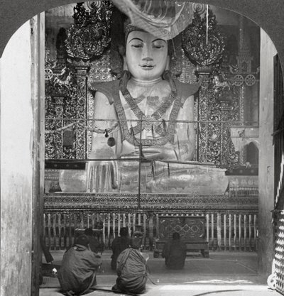 Marble Buddha in a Pagoda, Mandalay, Burma, 1908 by Stereo Travel Co