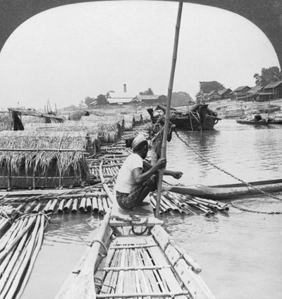 Rafts on the Irrawaddy River, Mandalay, Burma, 1908 by Stereo Travel Co