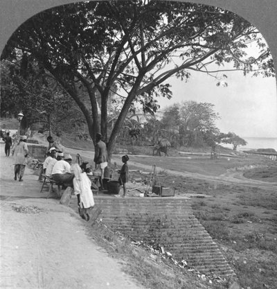 Riverfront and Bank, Bhamo, Burma, 1908 by Stereo Travel Co