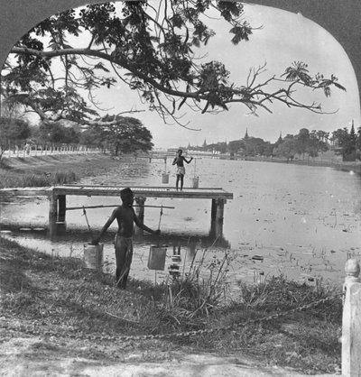West Side of the Fort, Showing the Moat, Mandalay, Burma by Stereo Travel Co