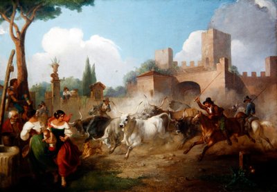 Buttari driving Roman Oxen by Stewart Watson