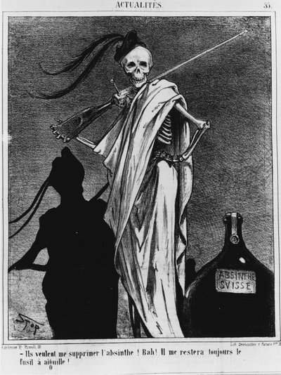 Alcoholism in the 19th century, death says, 