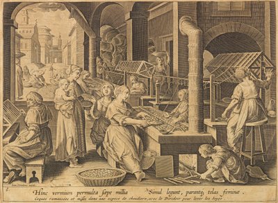 Silk Extraction Vermis Sericus, after 1640 by Stradanus