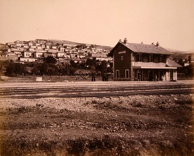 Station house and village of Mallakah on the Beirut to Damascus railway line by Studio Bonfils