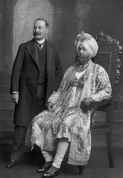 Maharaja Sir Ranbir Singh Bahadur of Jind with a British Official by Studio Lafayette