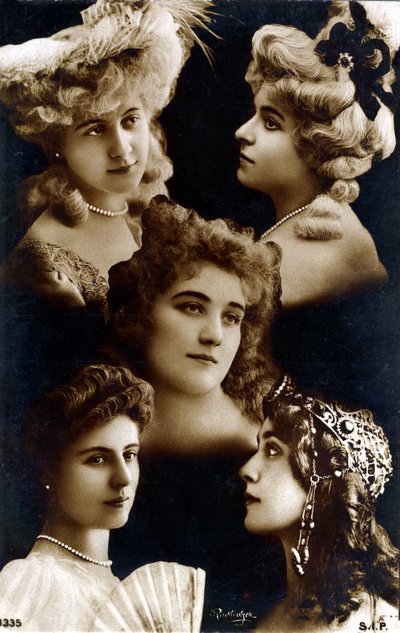 Eternal feminine, mosaic of portraits of young women, c.1900 by Studio Reutlinger