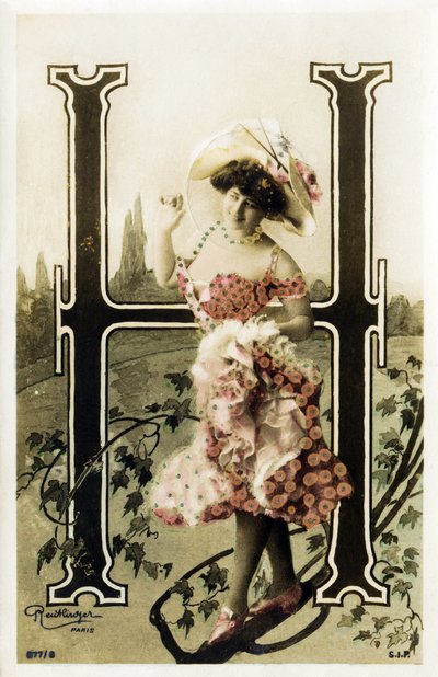 H: Constance Elise De Vere, French Actress with English Origin, Born in Belgium - Theatre Marigny, Paris - Alphabet in Postcard by Studio Reutlinger