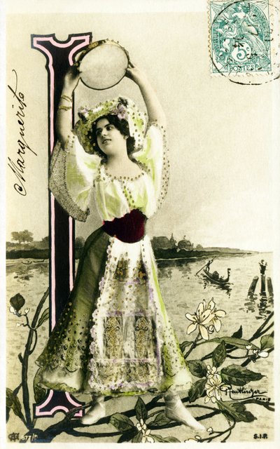 Mlle Fischer, Artist from 1900s - Alphabet in Postcard by Studio Reutlinger