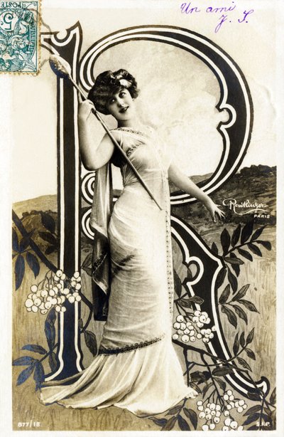 Gabrielle Robinne, French Actress, Comedie Francaise, Paris - Alphabet in Postcard by Studio Reutlinger