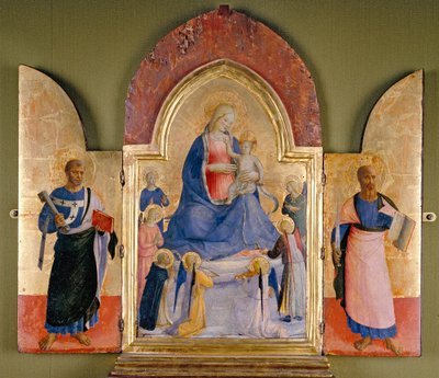 Virgin and Child with Angels and Dominican Saint, St Peter left, St Paul right, 15th century by Studio of Fra Angelico