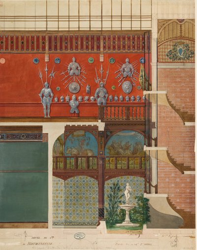 Architectural Drawing of the Interior of the Comte de Nieuwerkerke
