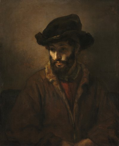 A Bearded Man Wearing a Hat by Studio of Rembrandt van Rijn