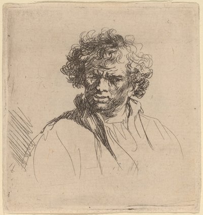 Curly-Headed Man with a Wry Mouth by Studio of Rembrandt van Rijn