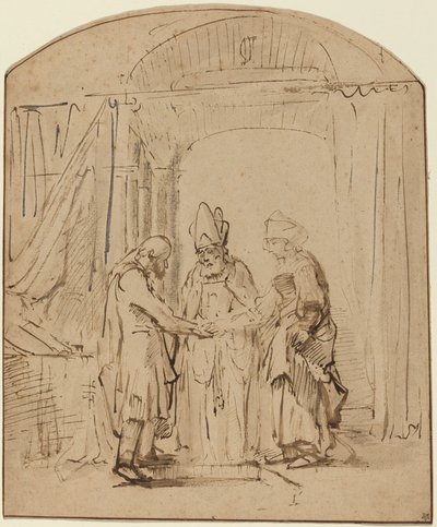 The Betrothal of the Holy Virgin by Studio of Rembrandt van Rijn