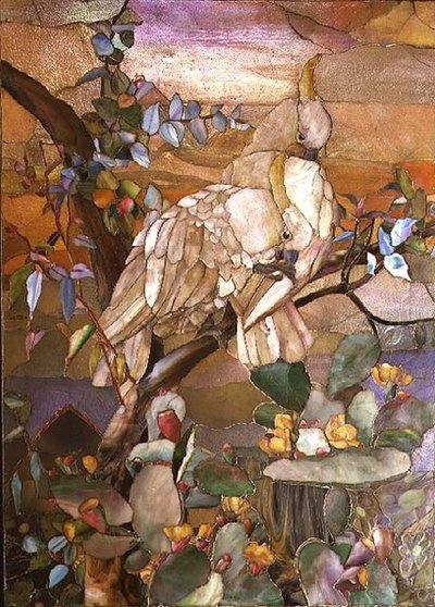 Sulphur-crested Cockatoos, traditionally attributed to Joseph Briggs by Studios Tiffany