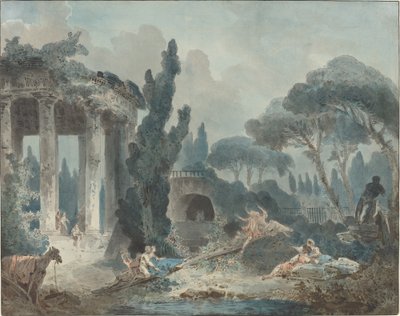The Seesaw by Style of Hubert Robert