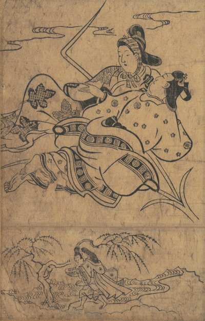At the Edge of the River Akutagawa from the Tales of Ise by Sugimura Jihei