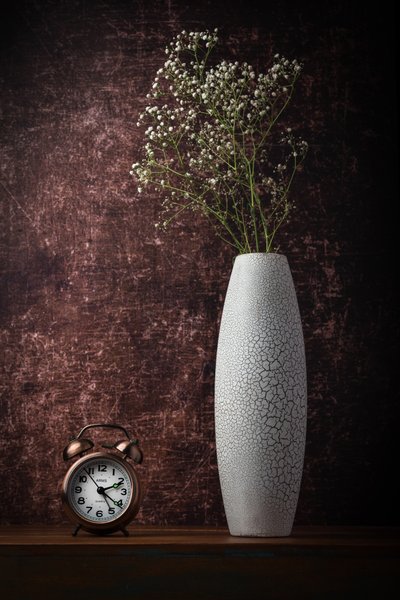Vintage Clock and Flowers by Sumit Dhuper