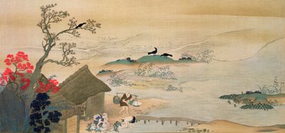 Peasants Harvesting Vegetables near Kyoto in the Middle Ages, printed in 