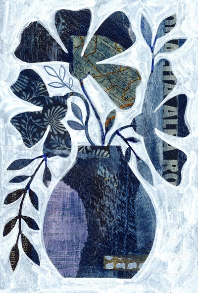 Blue Floral Collage by Susan Black