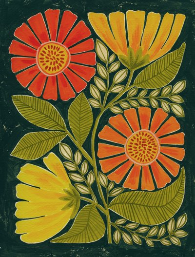 Colorful Folk Flowers by Susan Black