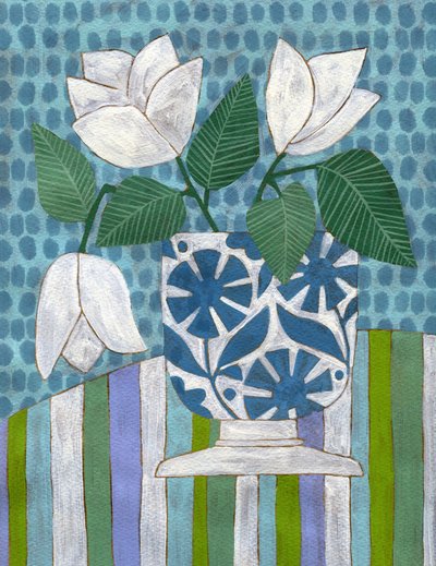 Fresh Blooms Blue Vase by Susan Black