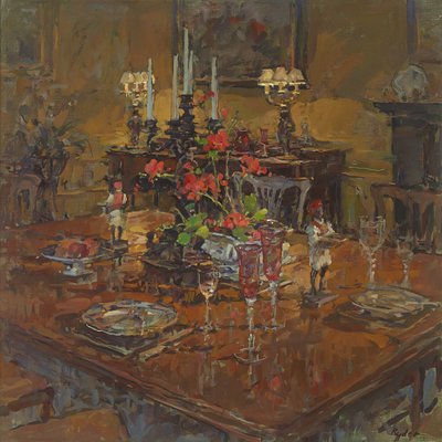 Dining Room with Geraniums by Susan Ryder