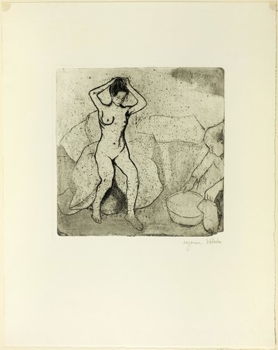 Catherine Prepares the Bath and Louise, Nude, Fixes her Hair by Suzanne Valadon