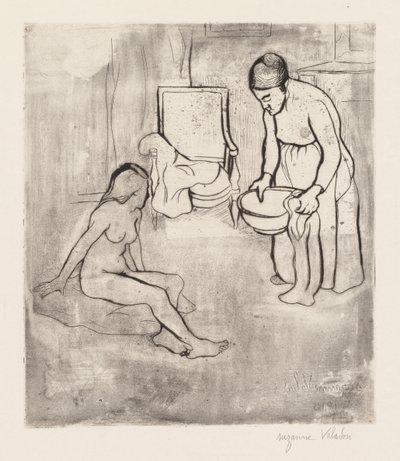 Grandmother with Louise, Nude Seated on the Floor by Suzanne Valadon