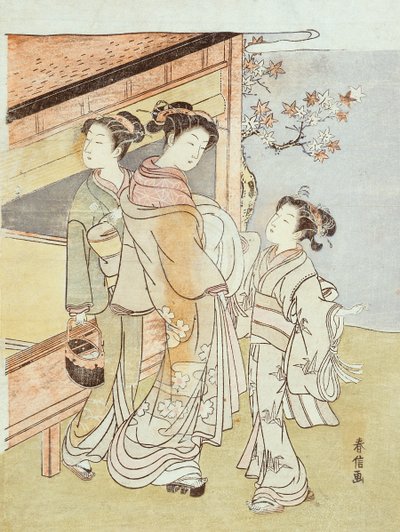 A Lady and Her Attendant Meet a Messenger by Suzuki Harunobu