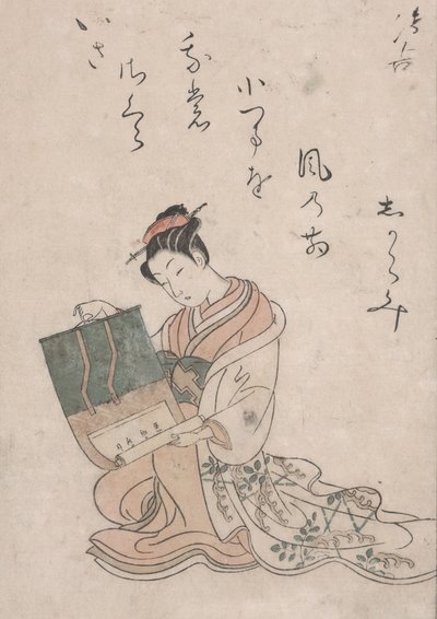 Beauty Unrolling Scroll by Suzuki Harunobu