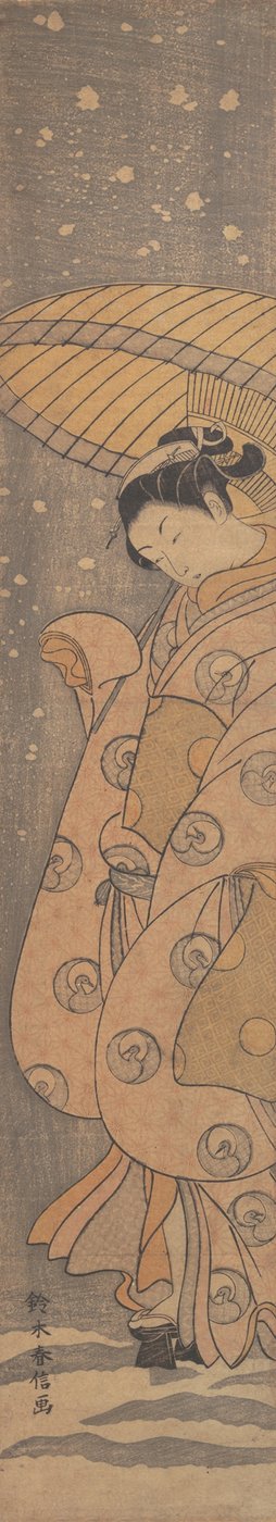 Beauty under an Umbrella in the Snow, ca. 1770 by Suzuki Harunobu