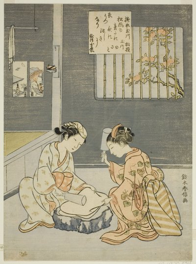 Cloth-fulling Jewel River, from an untitled series of Six Jewel Rivers by Suzuki Harunobu