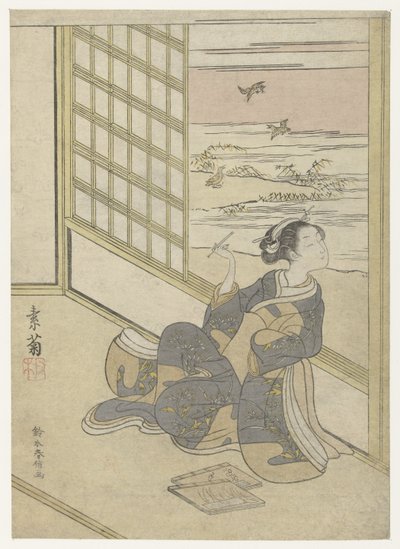 Girl Listening to the Snipes by Suzuki Harunobu