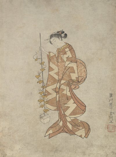 Modern Representation of the Poetess Kaga no Chiyo, ca. 1765 by Suzuki Harunobu