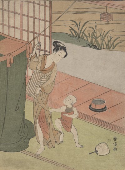 Mother and Son by a Mosquito Net by Suzuki Harunobu