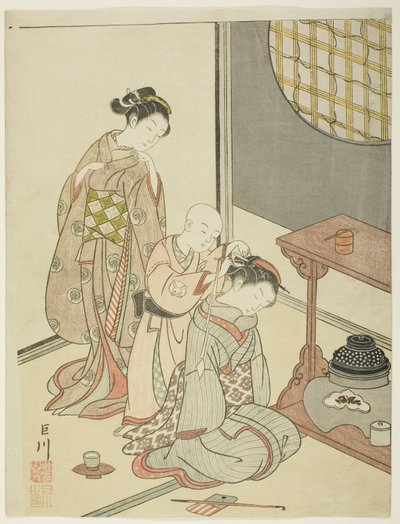 Night Rain of the Tea Stand, from the series "Eight Views of the Parlor" by Suzuki Harunobu