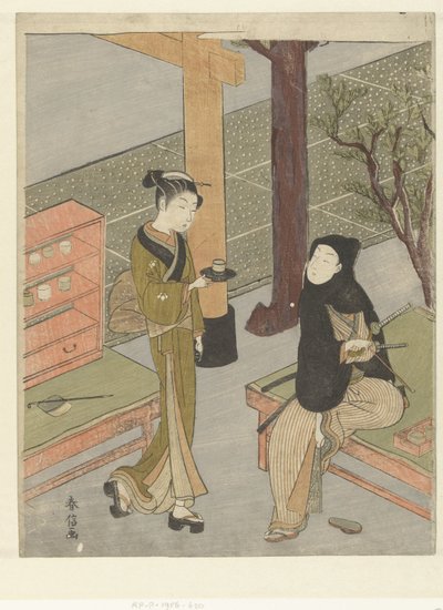Osen Serving Tea to a Customer at Her Tea Stall by the Kasamori Shrine by Suzuki Harunobu