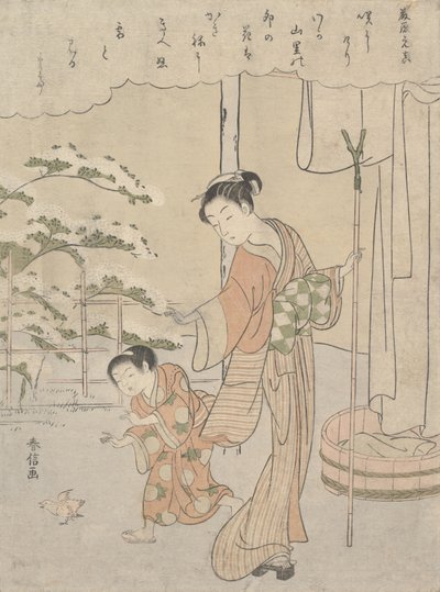 Poem by Fujiwara no Motozane ca. 860 from the Series Thirty-Six Poets, ca. 1768 by Suzuki Harunobu