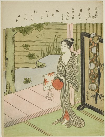 Poem by Fujiwara no Toshiyuki, from an Untitled Series of Thirty-Six Immortal Poets by Suzuki Harunobu