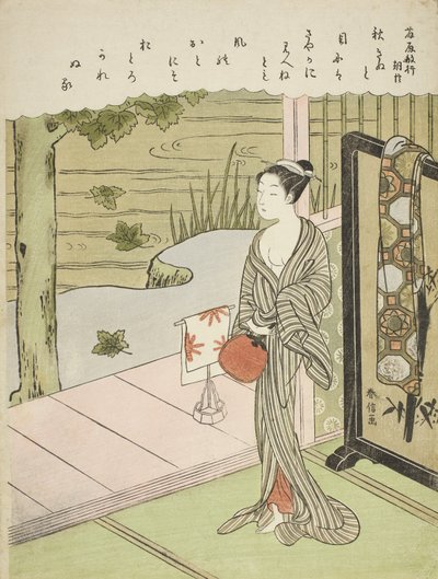 Poem by Fujiwara no Toshiyuki, from an Untitled Series of Thirty-Six Immortal Poets by Suzuki Harunobu