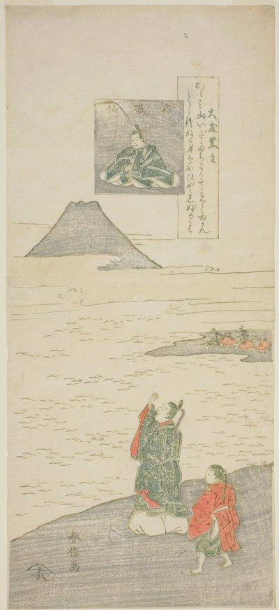 Poem by Otomo no Kuronushi, from the series "Six Famous Poets" by Suzuki Harunobu