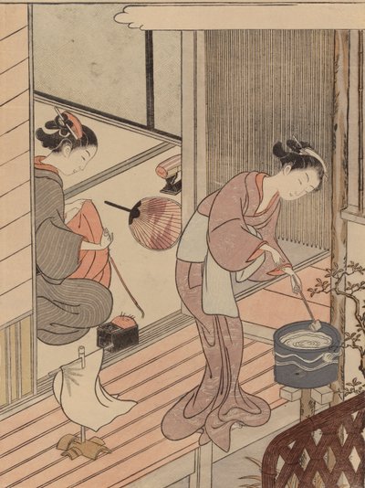 Returning Sails of the Towel Rack, from the series Eight Parlour Views by Suzuki Harunobu