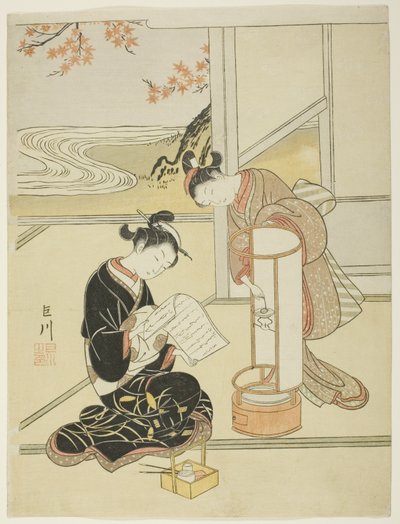 The Evening Glow of a Lamp, from the series "Eight Views of the Parlor" by Suzuki Harunobu