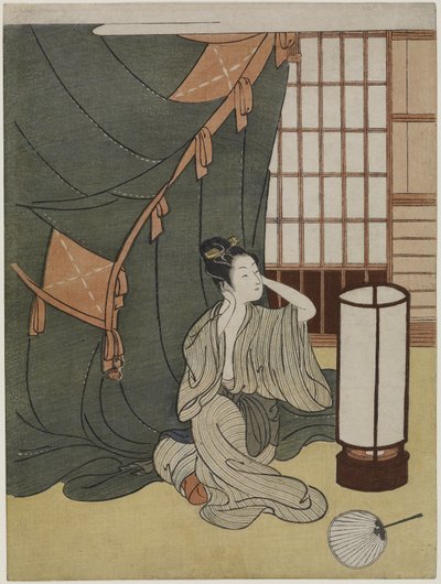 Young Woman outside of a Mosquito Net by Suzuki Harunobu