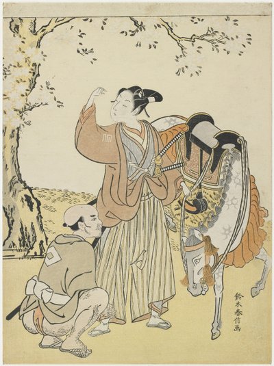 Young Samurai Viewing Cherry Blossoms as a Mitate of Prince Kaoru by Suzuki Harunobu